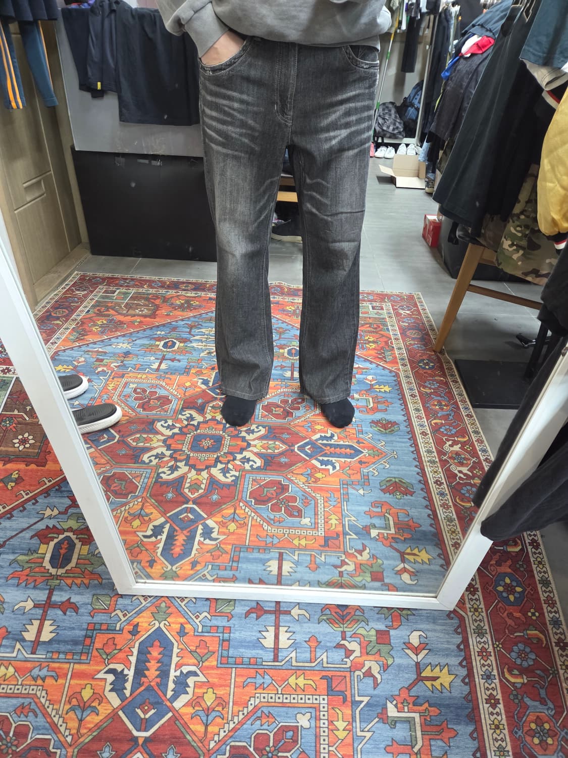 마인드브릿지 빈티지워싱 그레이 부츠컷 데님팬츠 33 상품이미지8