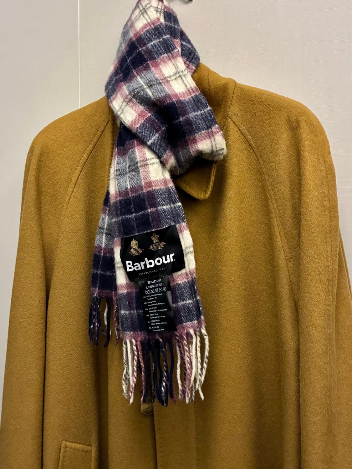 Barbour 바버 램스울 스트라이프 타탄체크 숏머플러 목도리 상품이미지1