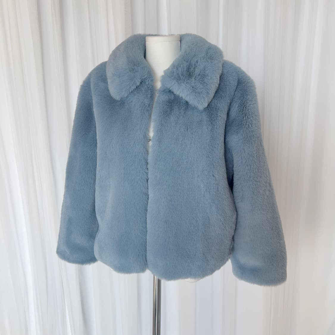 블루 보들 카라 퍼 자켓 상품이미지1