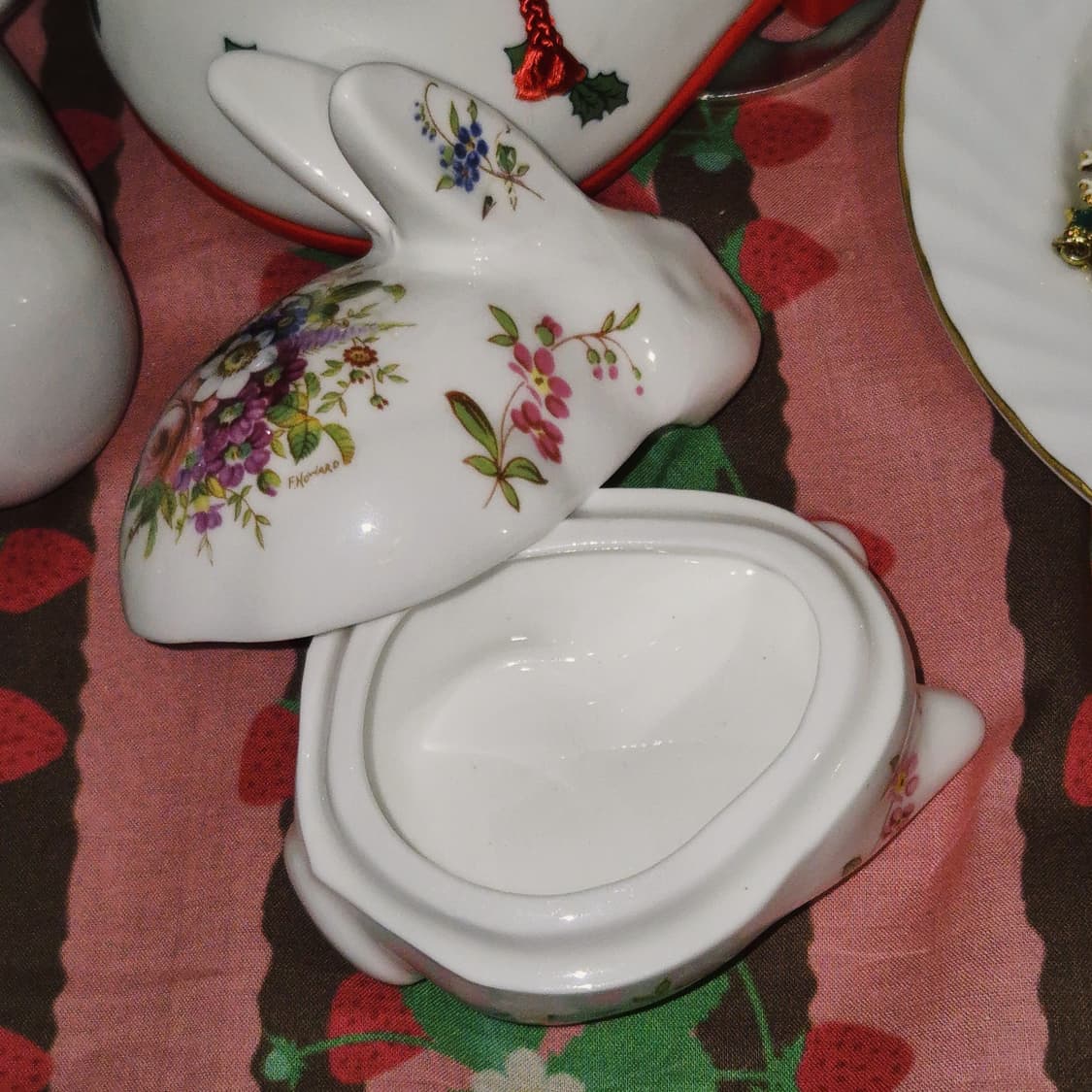 80s 영국 해머슬리 본차이나 플로랄 토끼 트링켓 상품이미지8