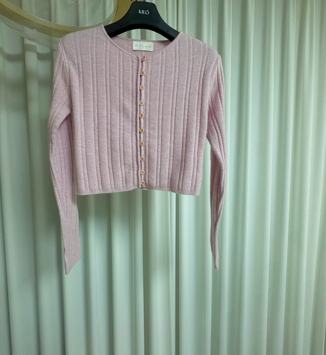 BPLAN 루미나 골지 크롭 가디건 핑크 상품이미지1