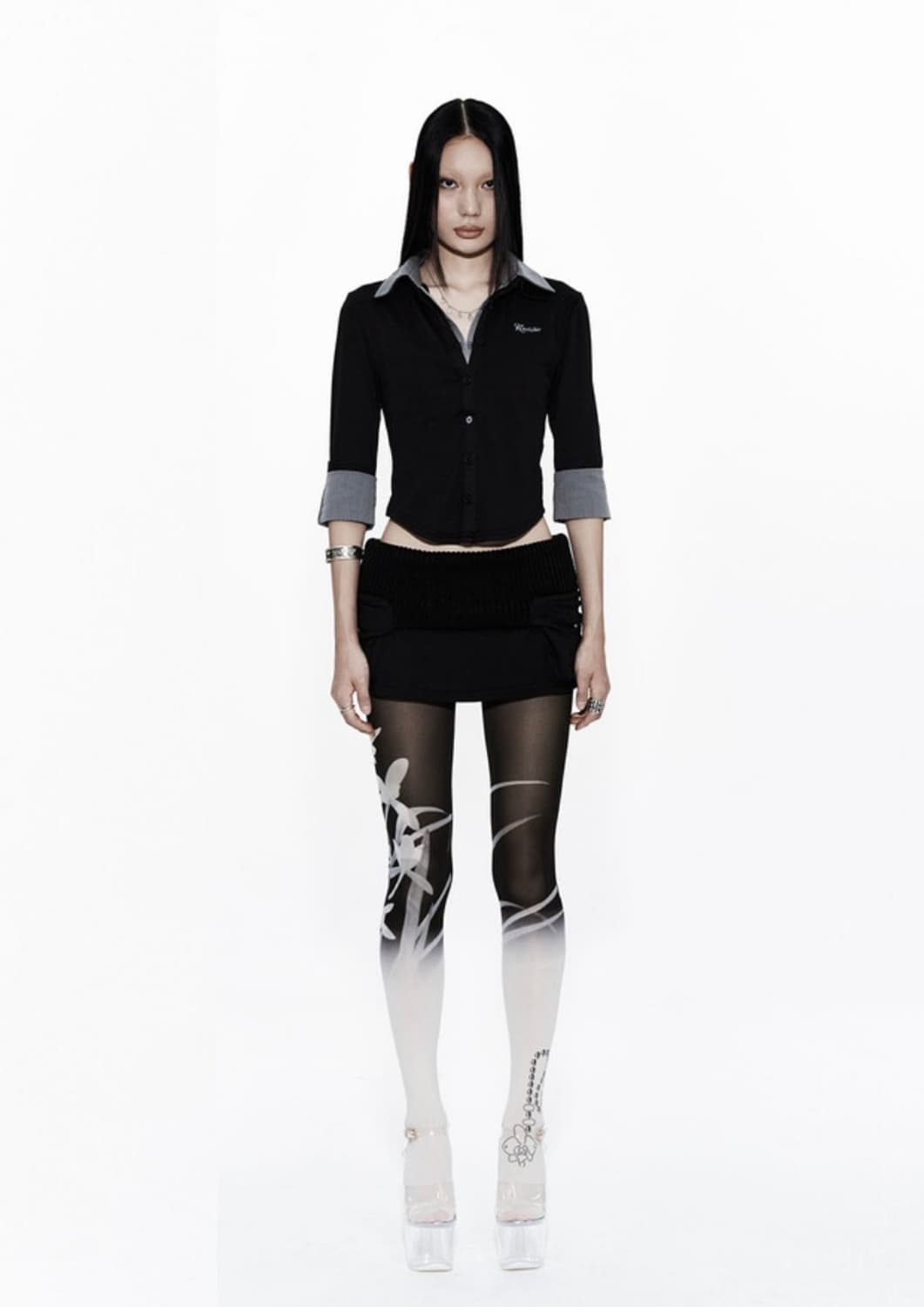 카시코 더블 카라 슬림핏 셔츠 블랙 M 상품이미지2