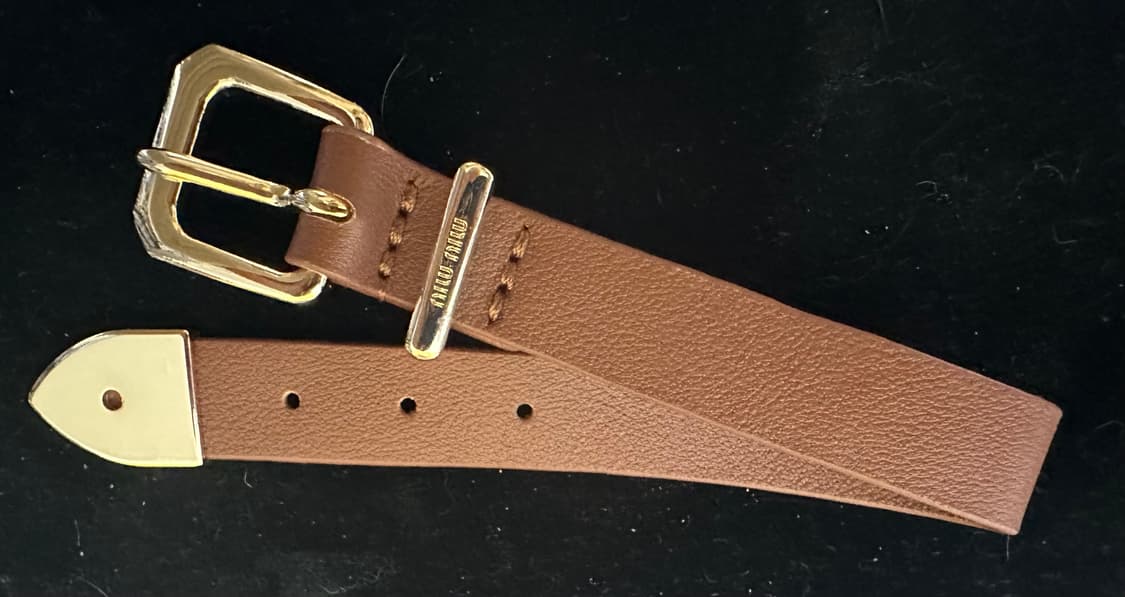 미우미우 브라운 가죽 벨트 금장 버클 팔찌 상품이미지1