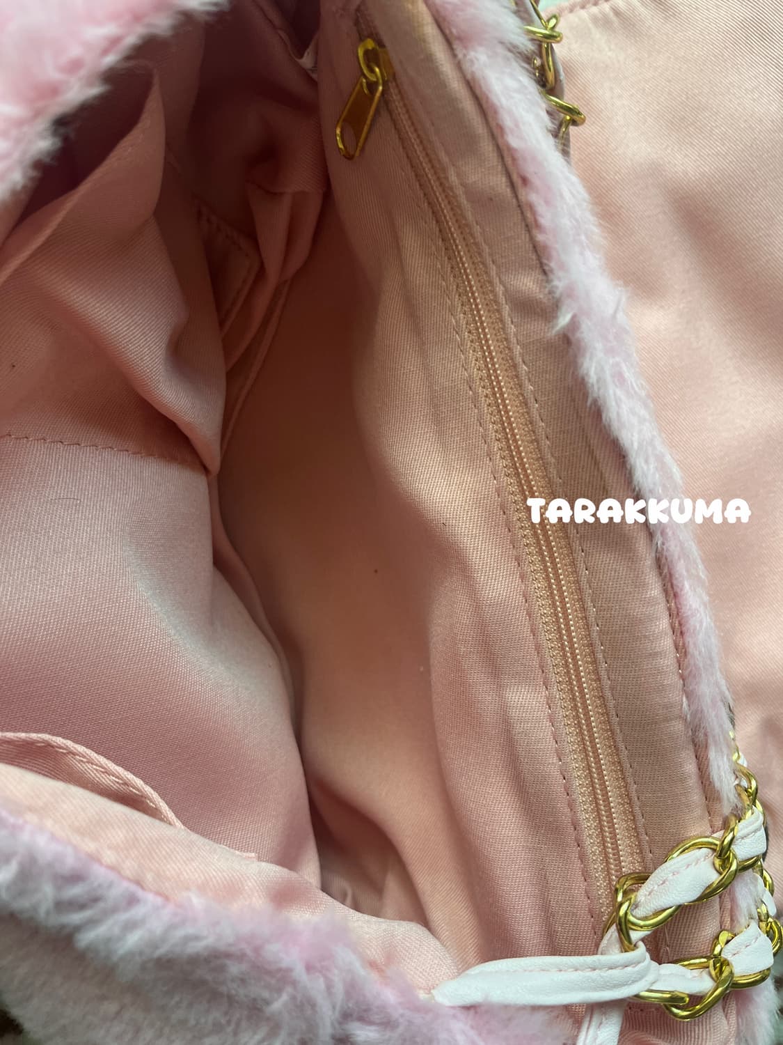 빈티지 히메갸루 핑크 퍼 리본 체인 숄더백 라떼갸루 상품이미지4