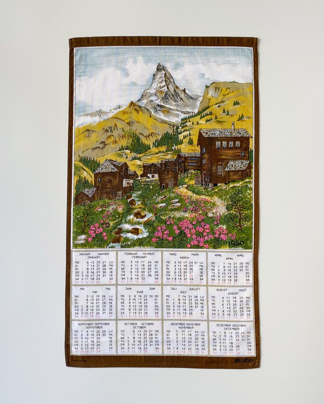 유럽 빈티지 캘린더 패브릭 (1986) 상품이미지3