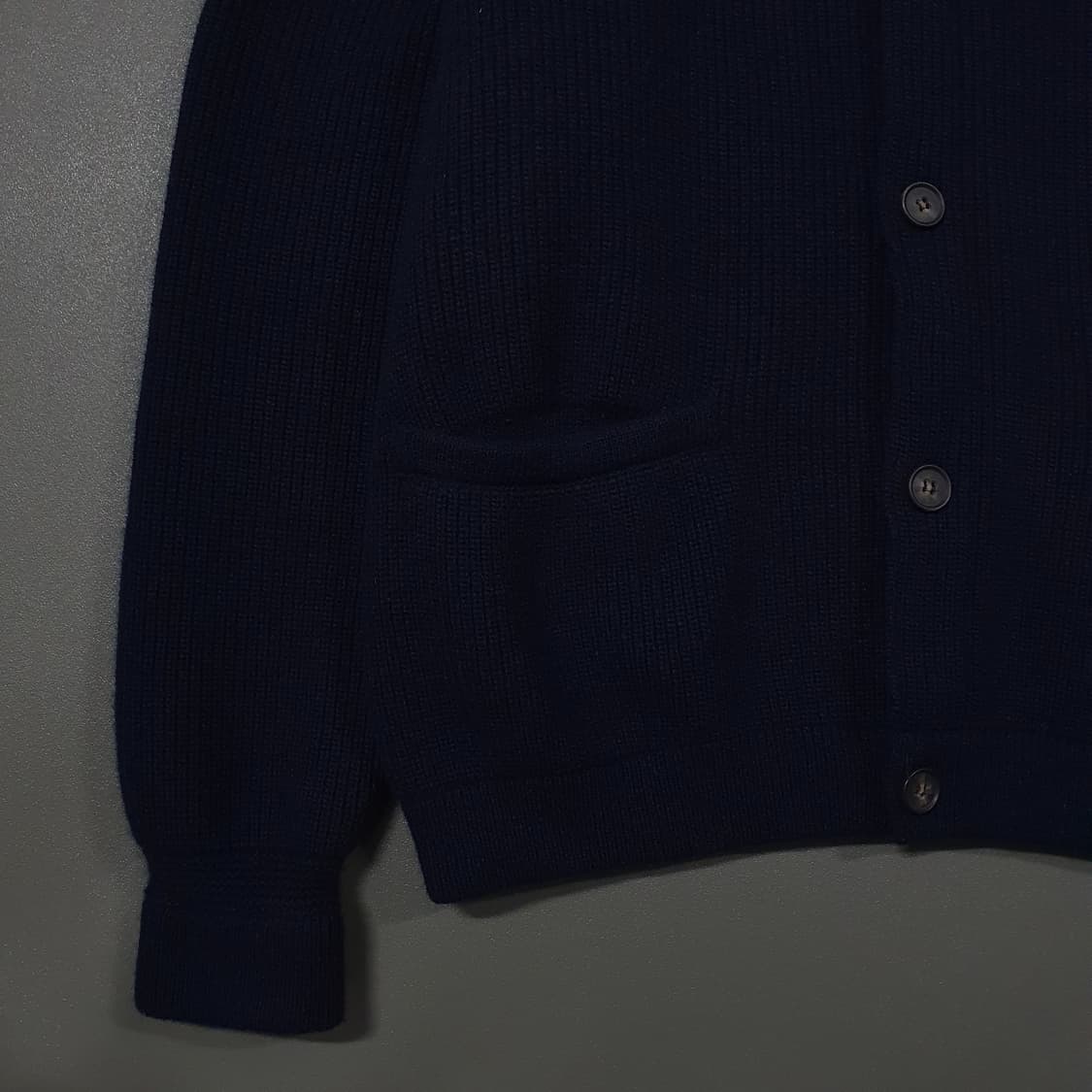 M) 에스피오나지 밀러 헤비웨이트 라운드넥 니트 스웨터 가디건 네이비 상품이미지5