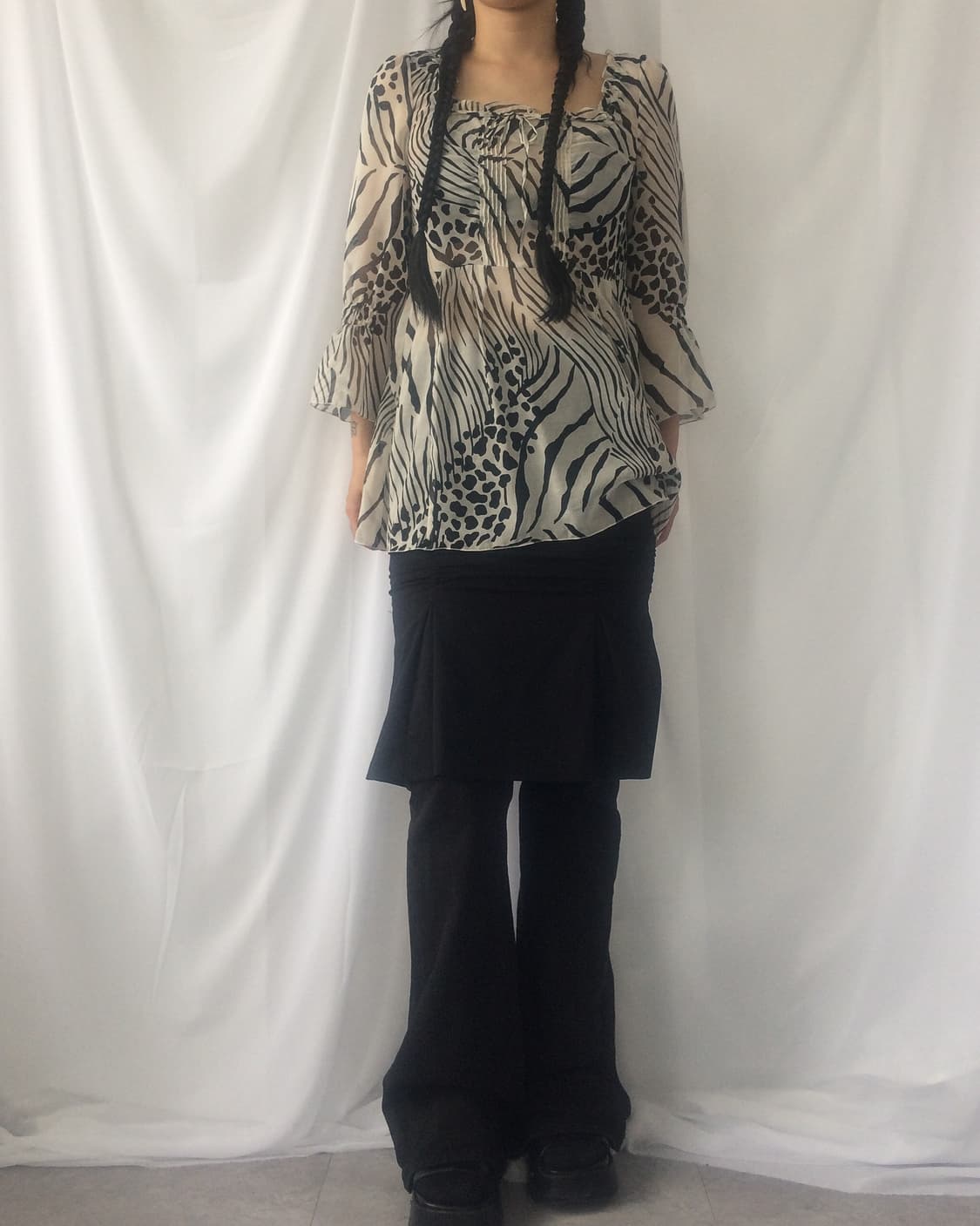 Pattern mixed blouse 상품이미지5