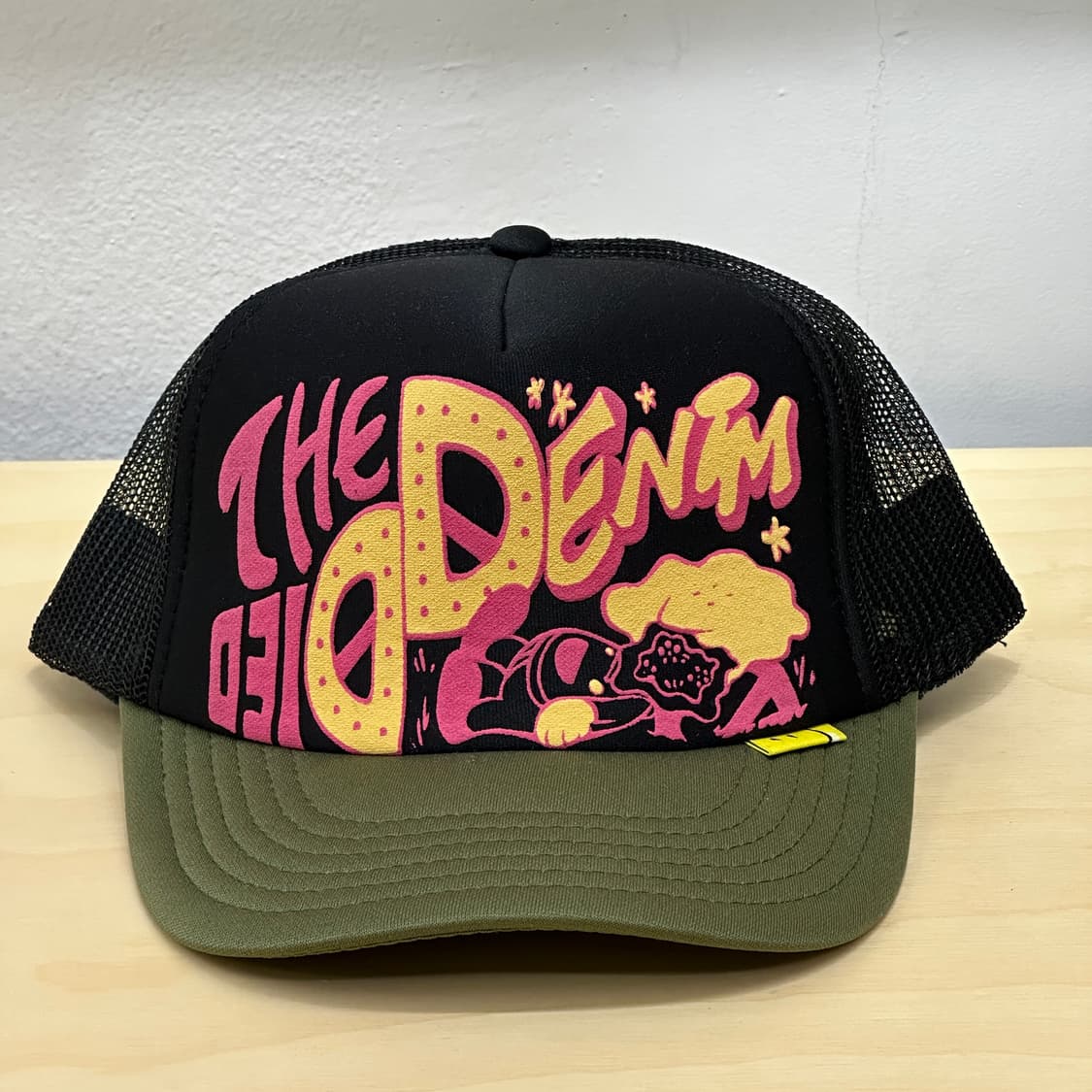 [F] 캐피탈 더 데님 다이드 프린트 트러커 캡 블랙 카키 상품이미지2