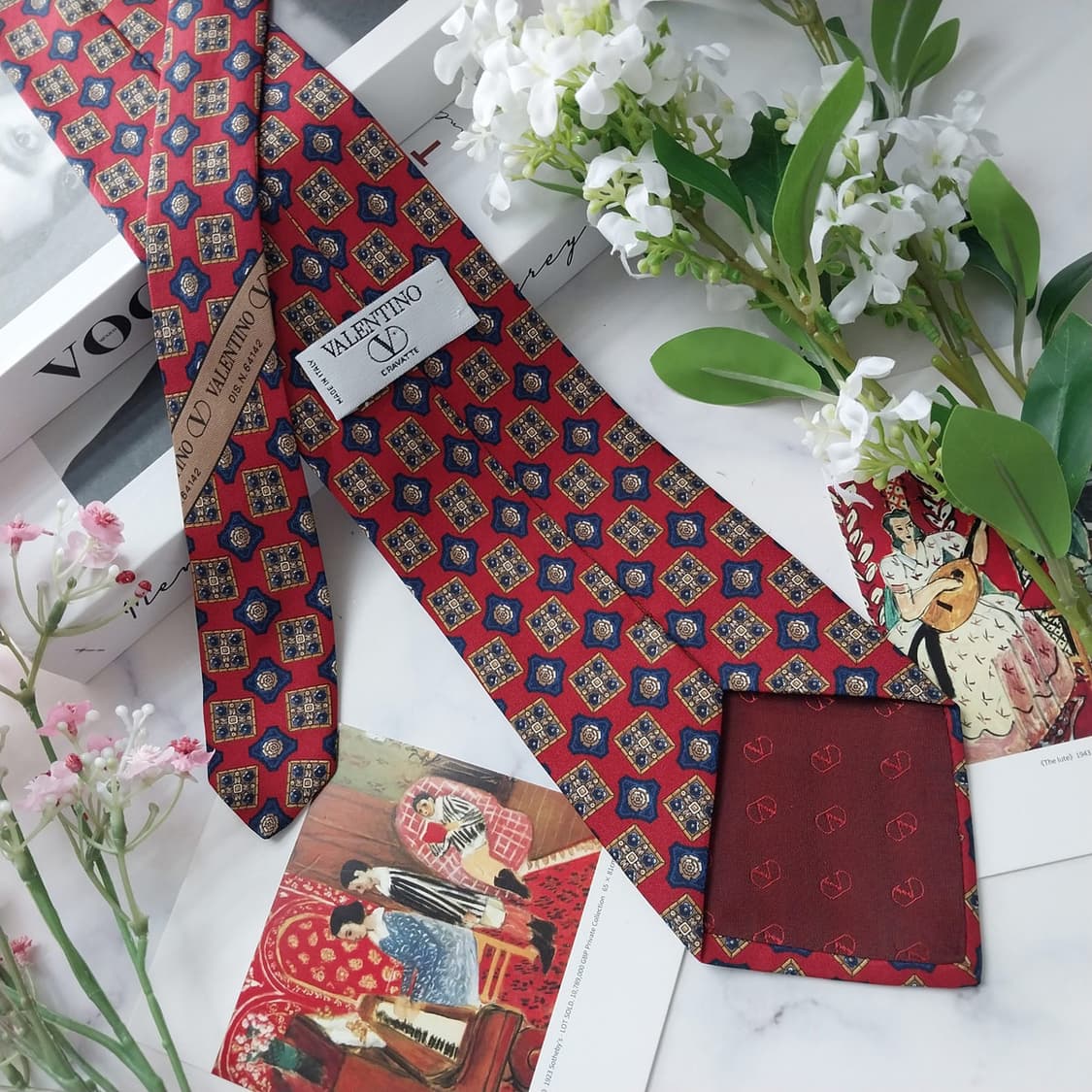 발렌티노 실크 기하 메달리온 패턴 넥타이 9.5cm A+등급 K1756
 상품이미지5