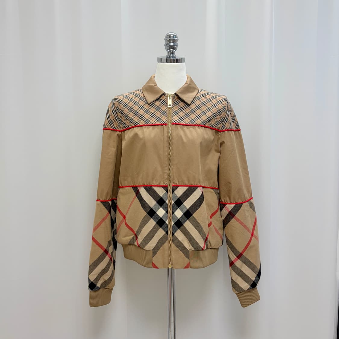 정품 버버리 콘트라스트 체크 패널 자켓 상품이미지5