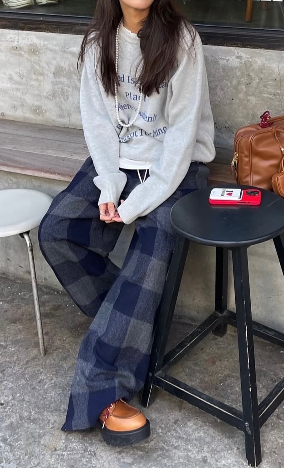 넘버프로젝트 체크 패턴 와이드 팬츠 (55) 상품이미지3