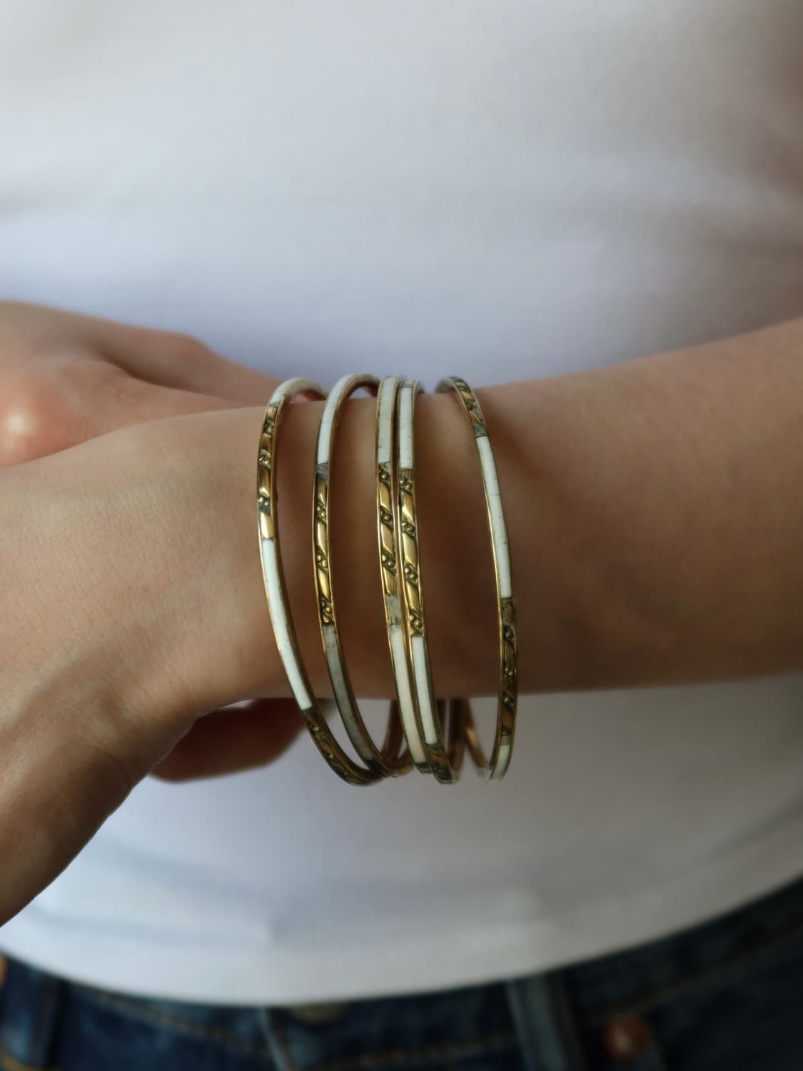 ivory wide stripe bangle set 상품이미지2