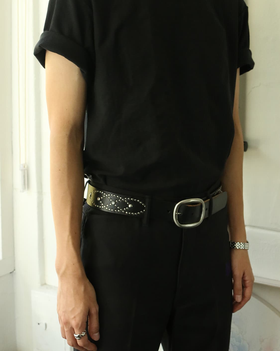 빈티지 스터드 레더 벨트  상품이미지3