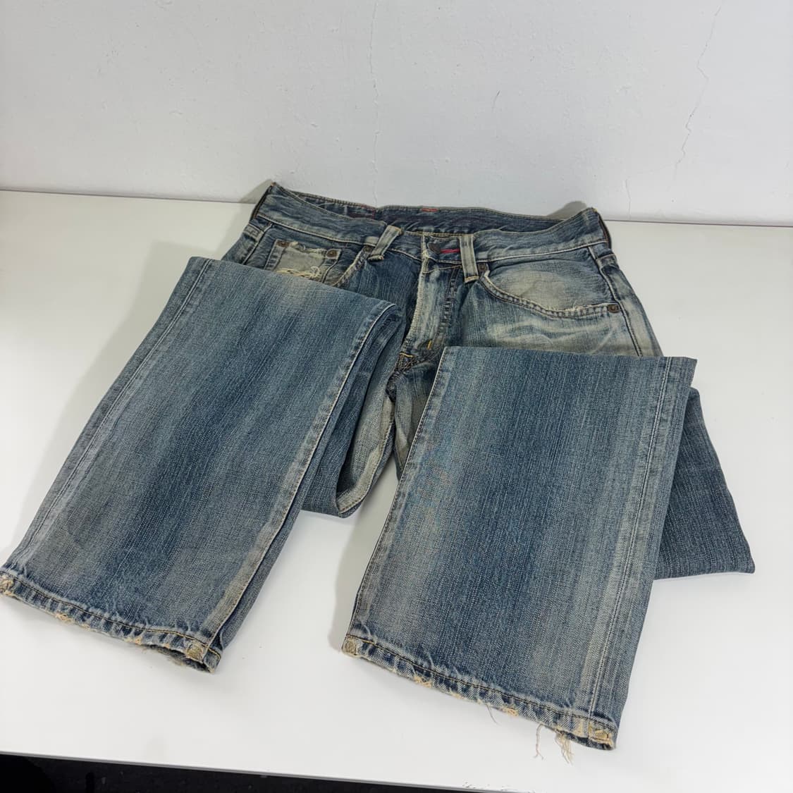 M 에드윈E501 중청워시드 무릎찢청 데님팬츠 상품이미지6