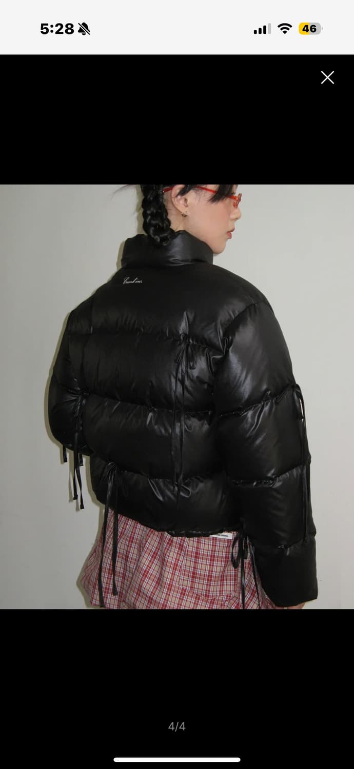 새상품) 크랭크 리본 덕다운패딩 글로시 상품이미지4