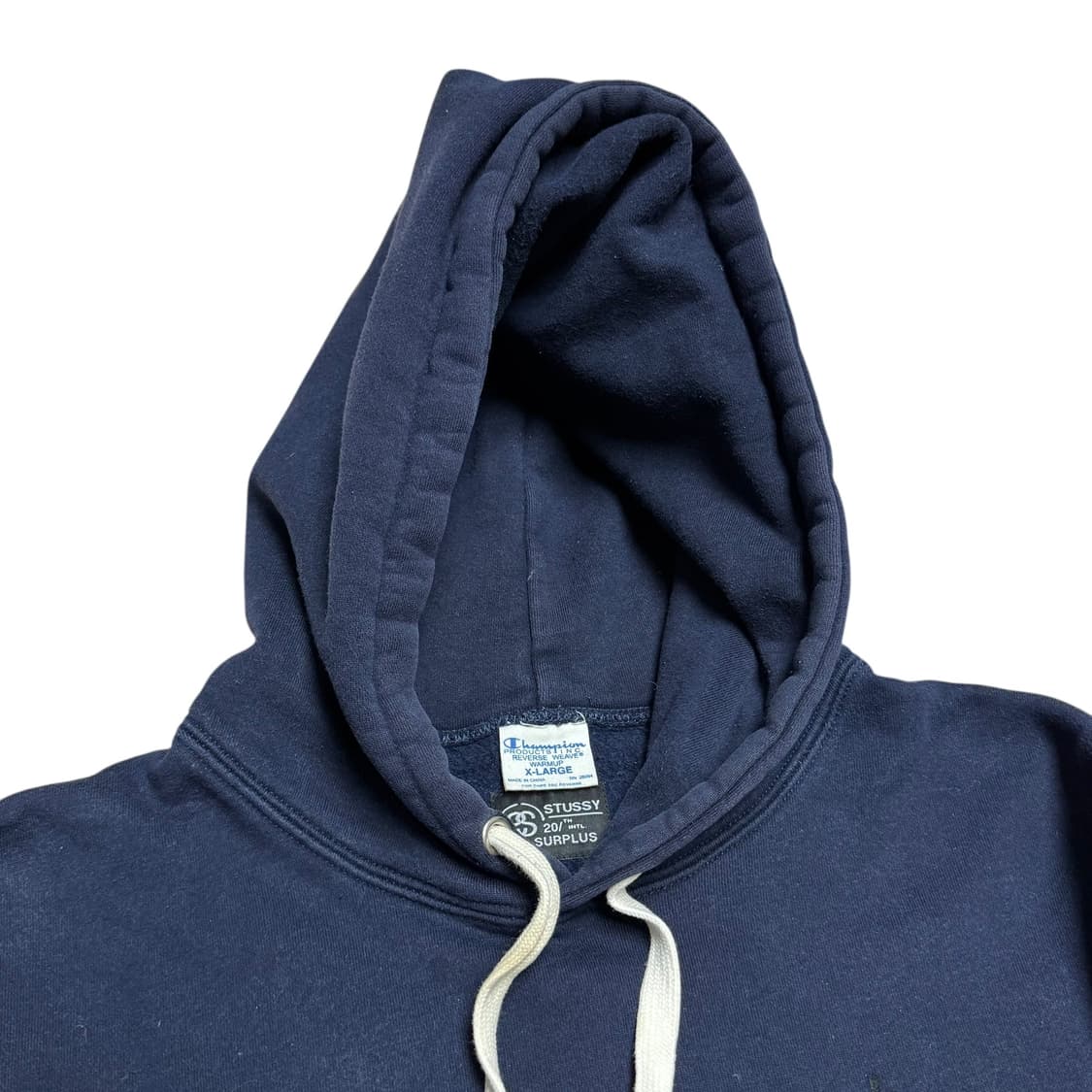 스투시X챔피온 리버스 위브 네이비 후드티 XL 상품이미지3