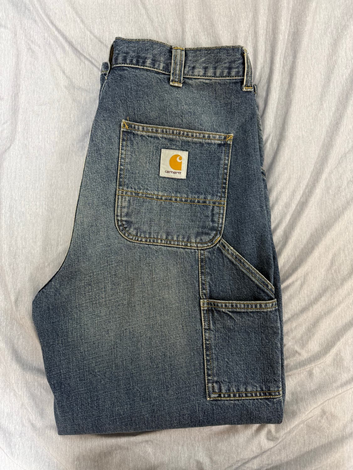 [S] 칼하트 OG 싱글니 팬츠 카마노 블루 다크 유즈드 워시 상품이미지5