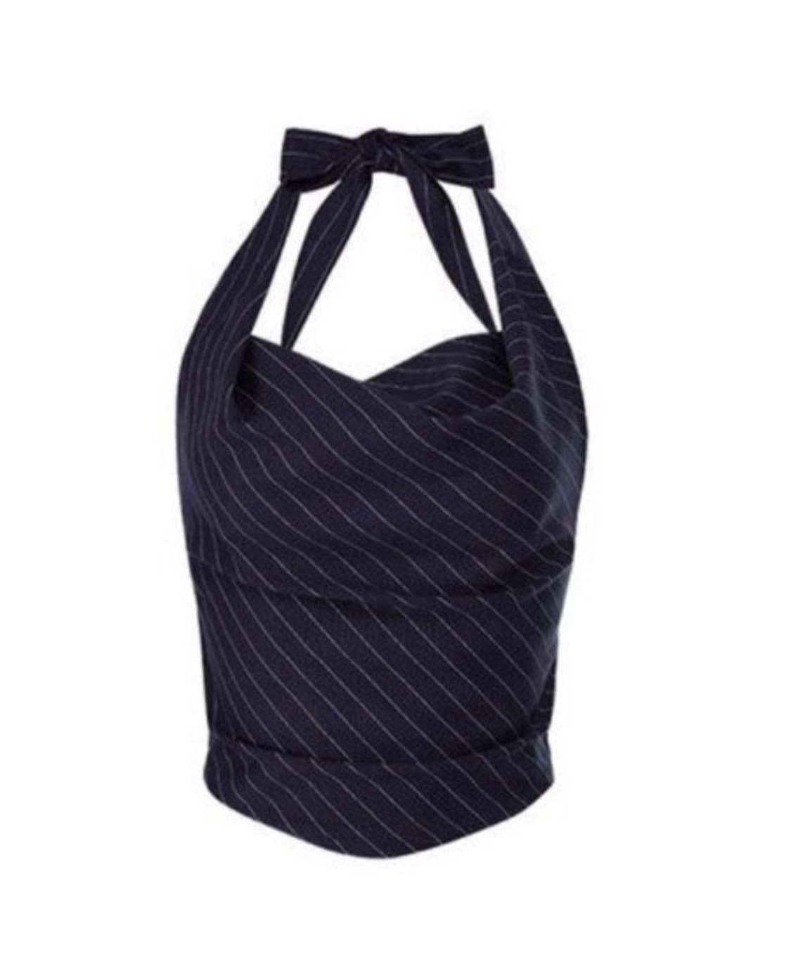 낫유어로즈 제니 드레이핑 홀터탑 네이비  상품이미지1