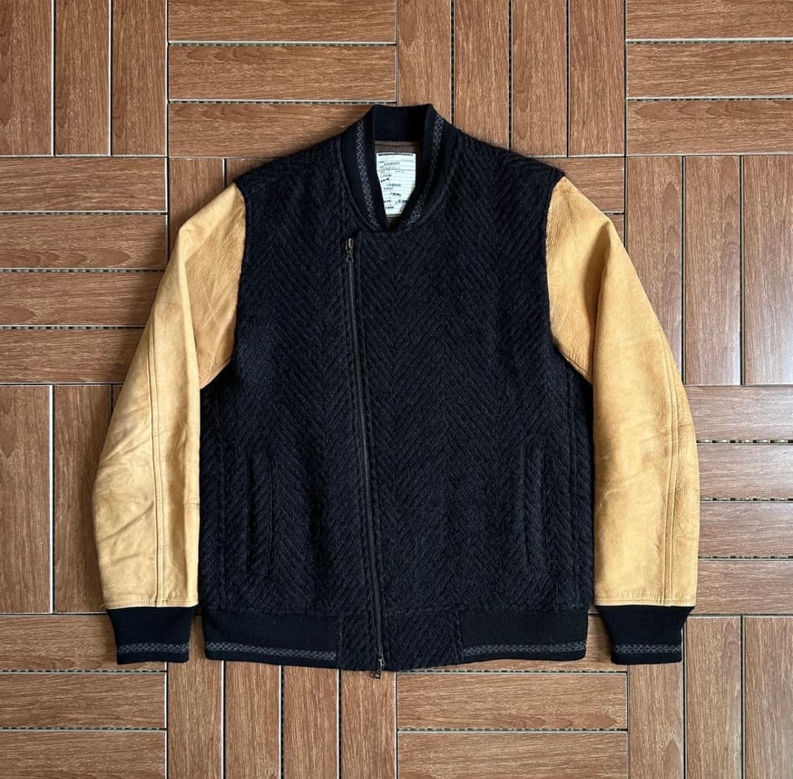 Shareef 울 소가죽 바시티 자켓 상품이미지1