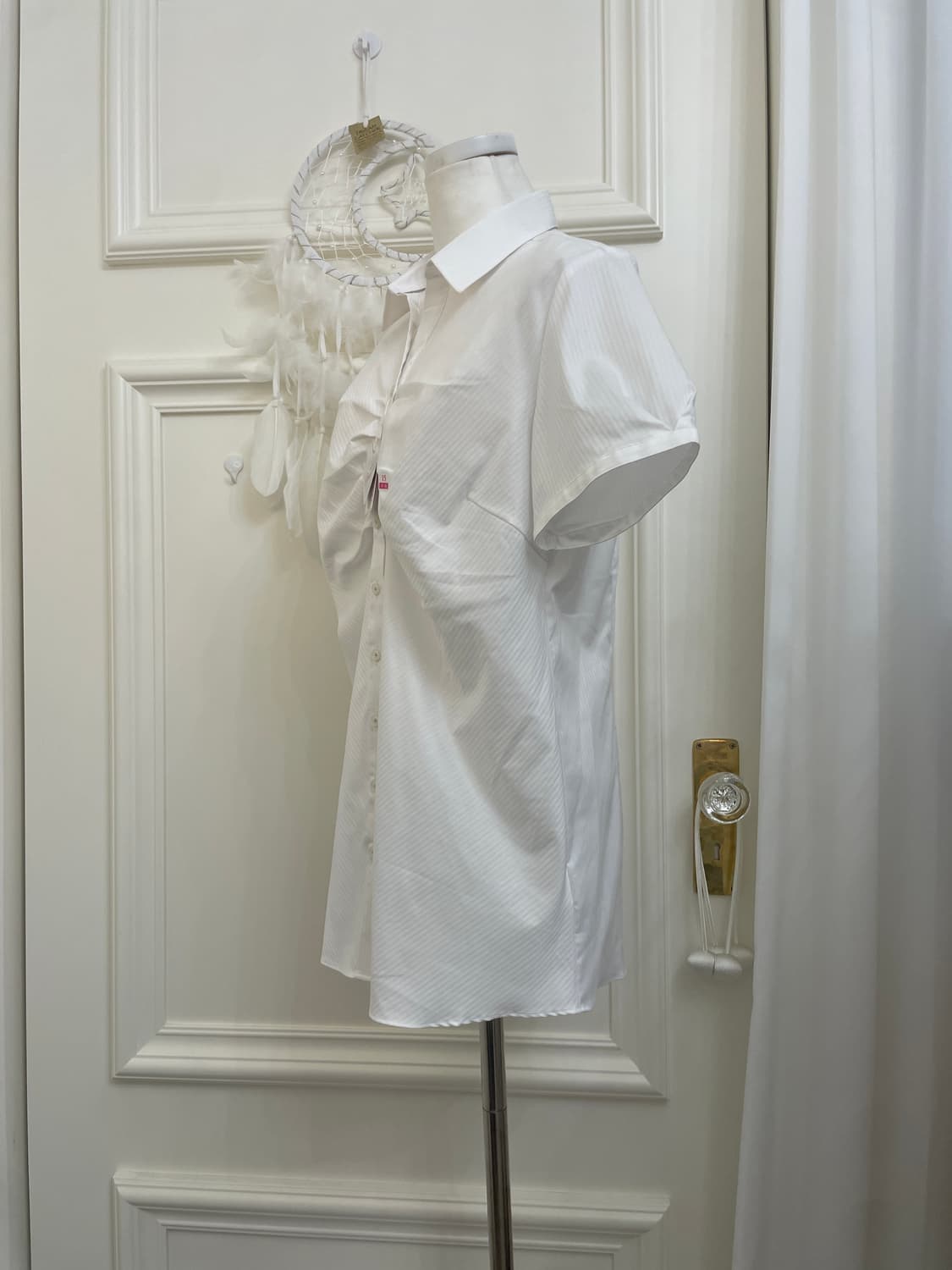 white shirring basic half shirt 상품이미지2