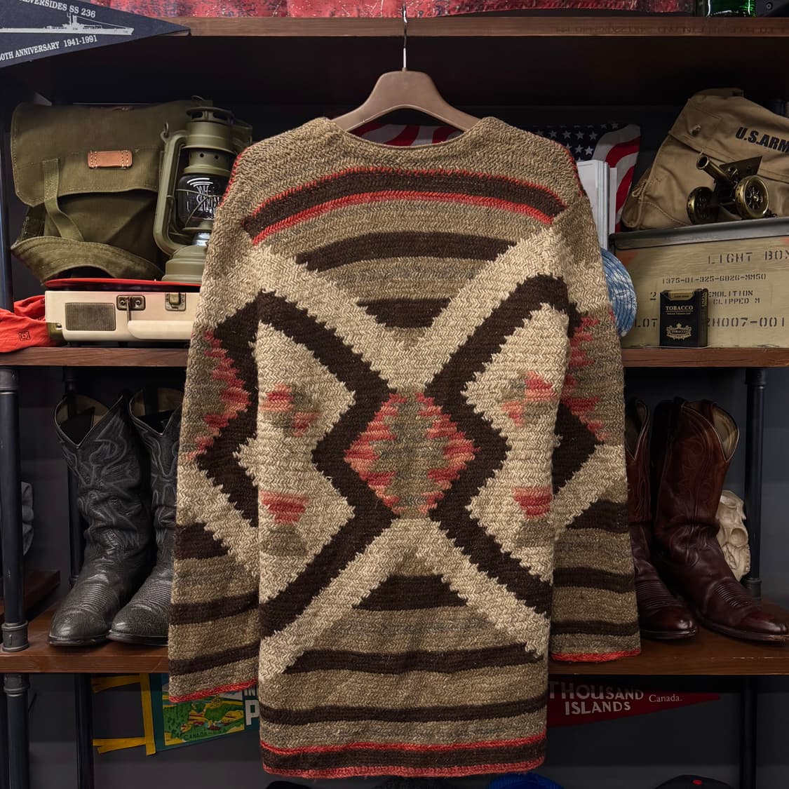 00s 폴로 스포츠 더플 단추 사우스 웨스턴 헤비 니트 가디건 N43 상품이미지2