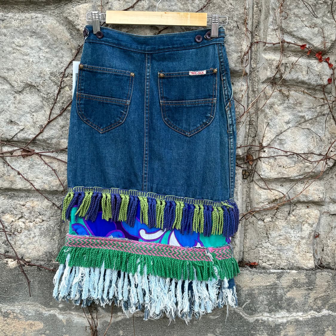 빈티지 청치마 레이어드 프릴 프린지 보헤미안 모리 Y2k 상품이미지2