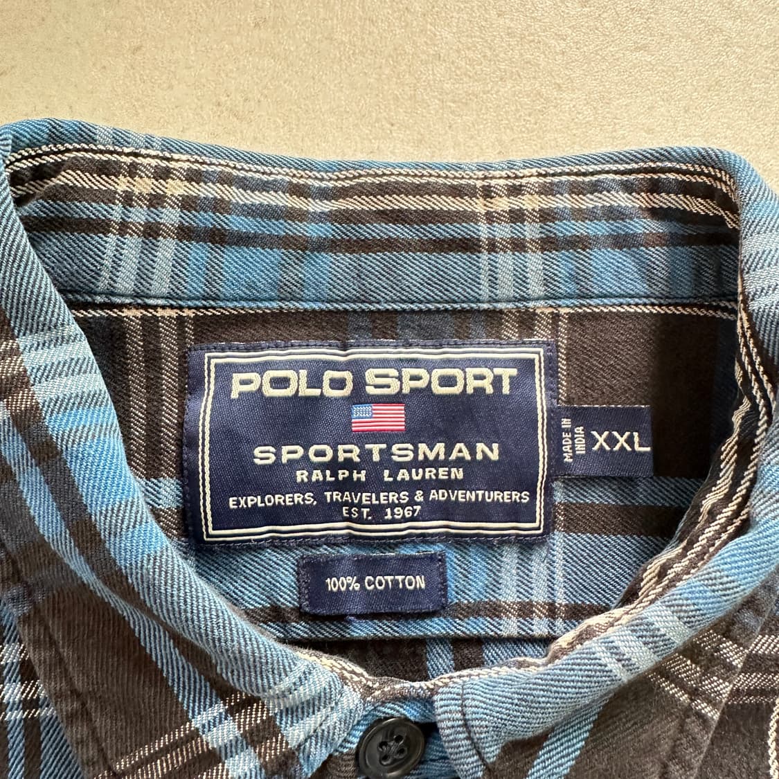 90s 폴로스포츠 스포츠맨 해비코튼 체크셔츠 XXL 상품이미지5