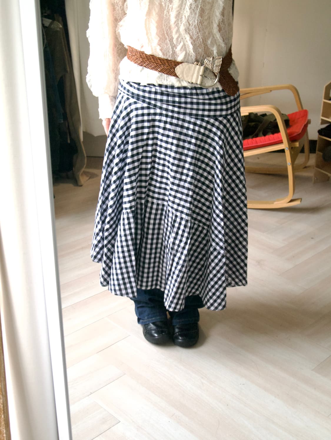check pattern long skirt 상품이미지2