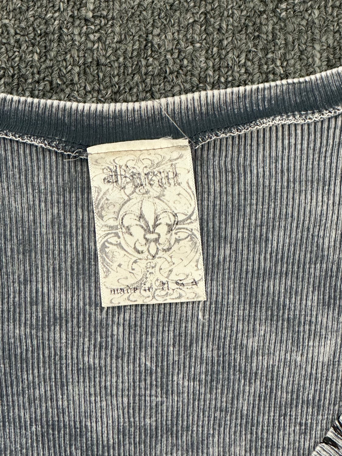 OS)Japanese vintage 여성 문양 비즈 디테일 그레이 반팔 상품이미지3