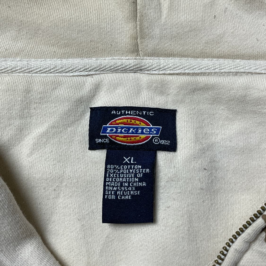 DICKIES 디키즈 빈티지 아이보리 기모 후드 집업 A00870 상품이미지10