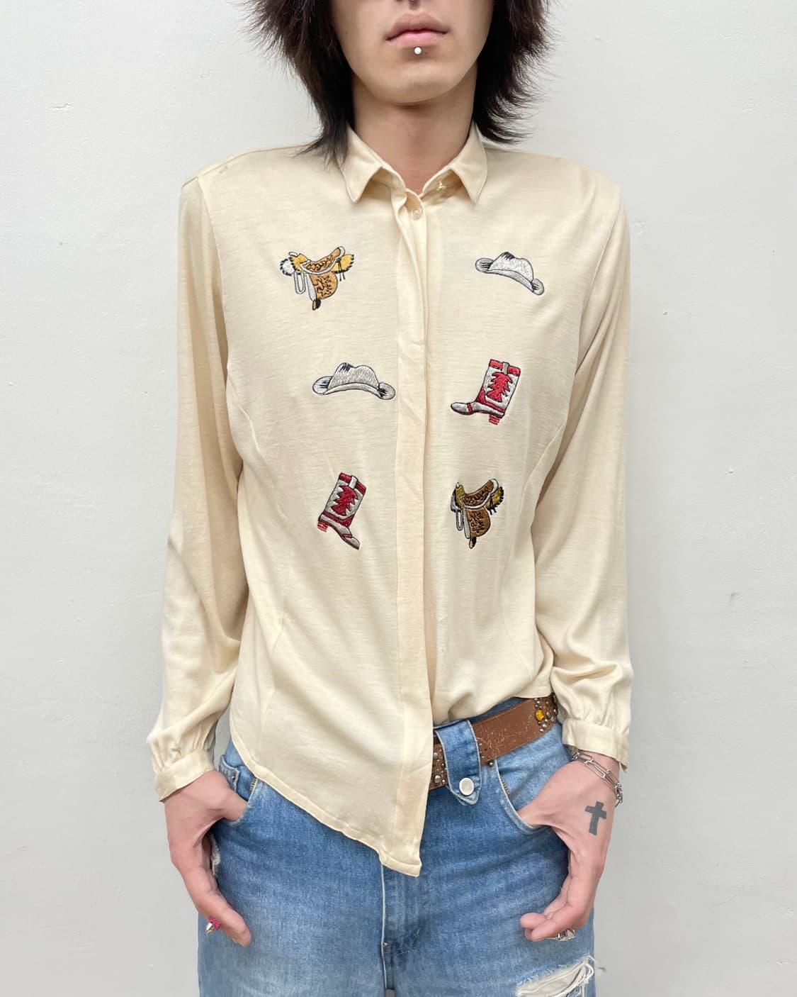 brown western wappen shirt 상품이미지3