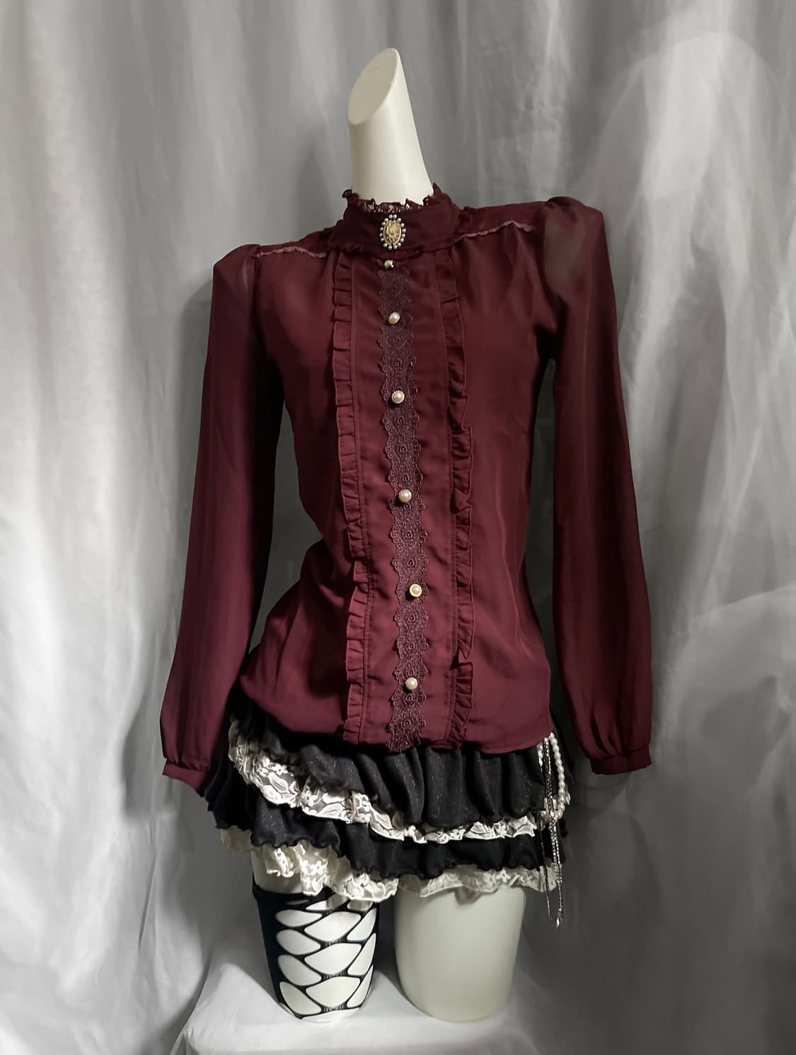 Axes femme 엑시즈팜 와인 블라우스 상품이미지1