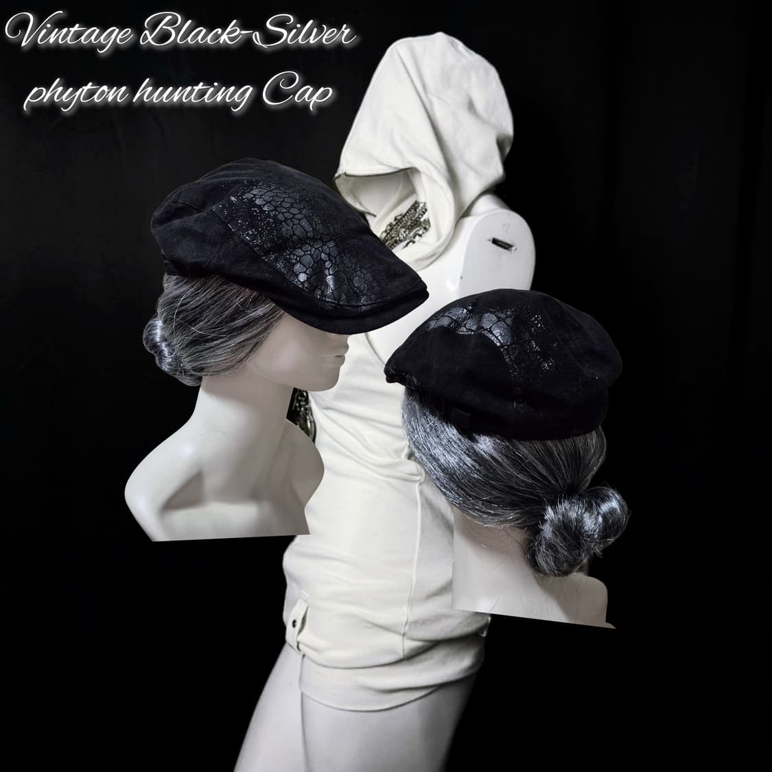 Vintage Black-Silver phyton hunting Cap 상품이미지1