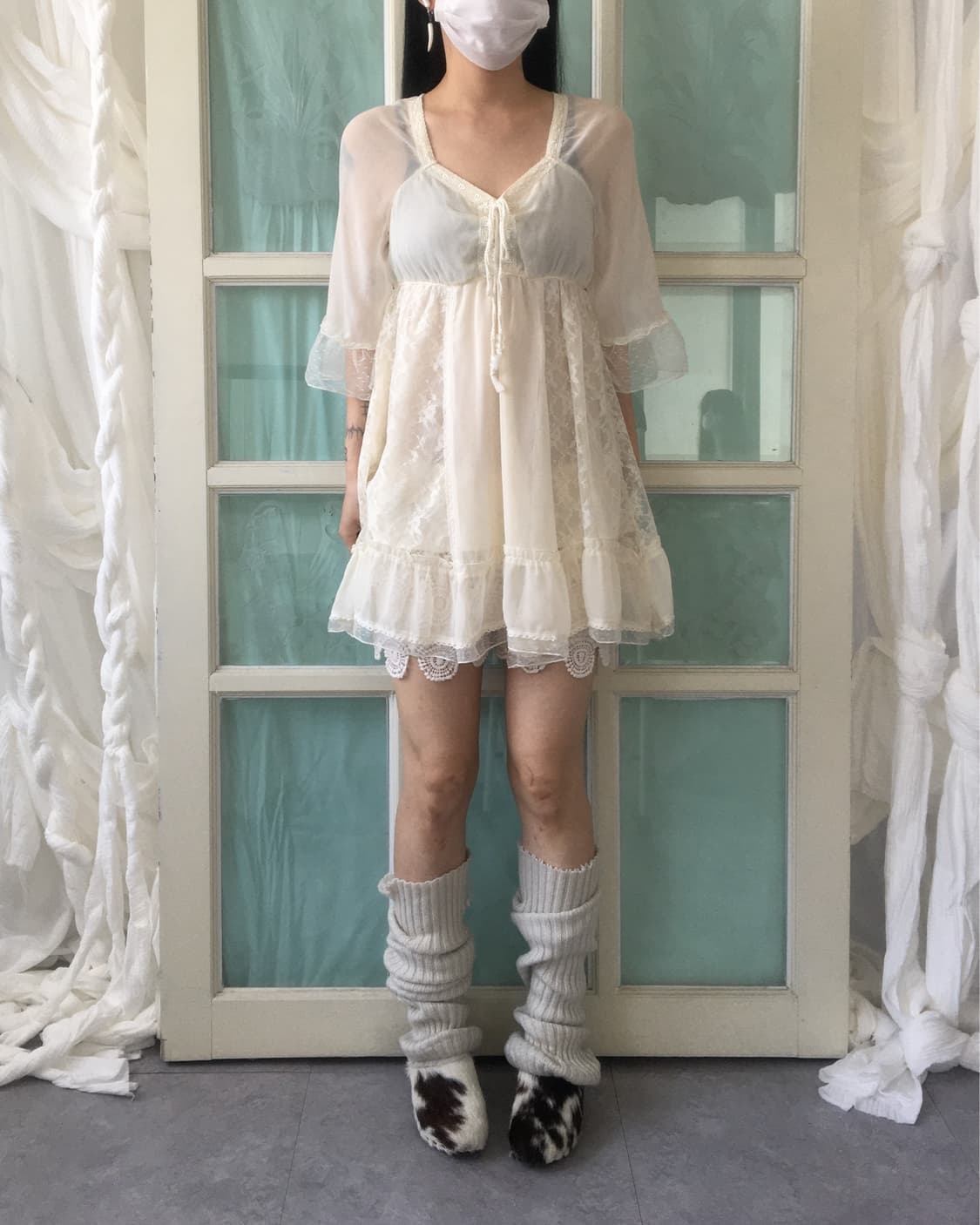 Lace layered blouse onepiece 상품이미지9