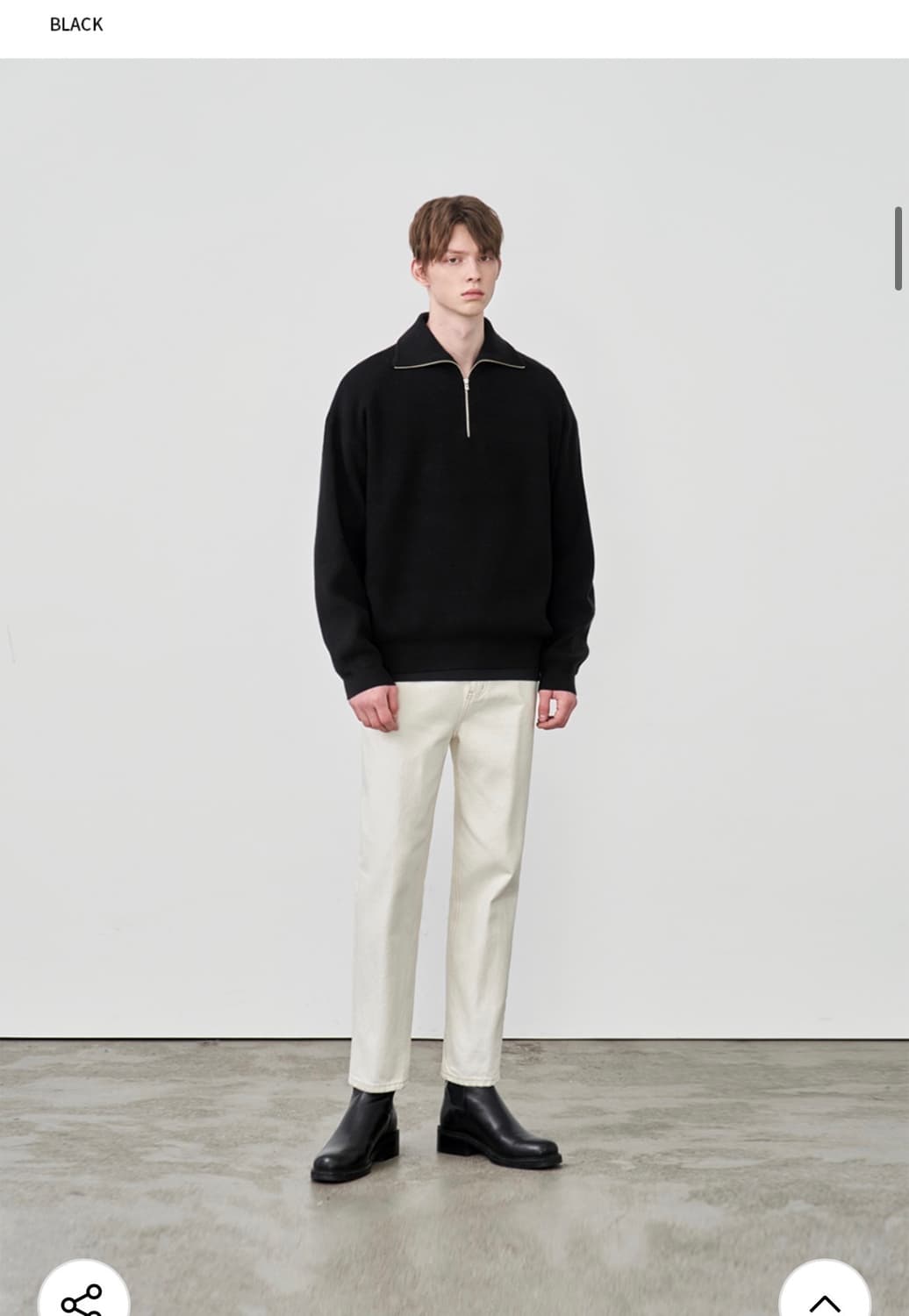 (새상품)(L) 드로우핏 오버사이즈 하프 집업 카라 울 니트 BLACK 상품이미지8