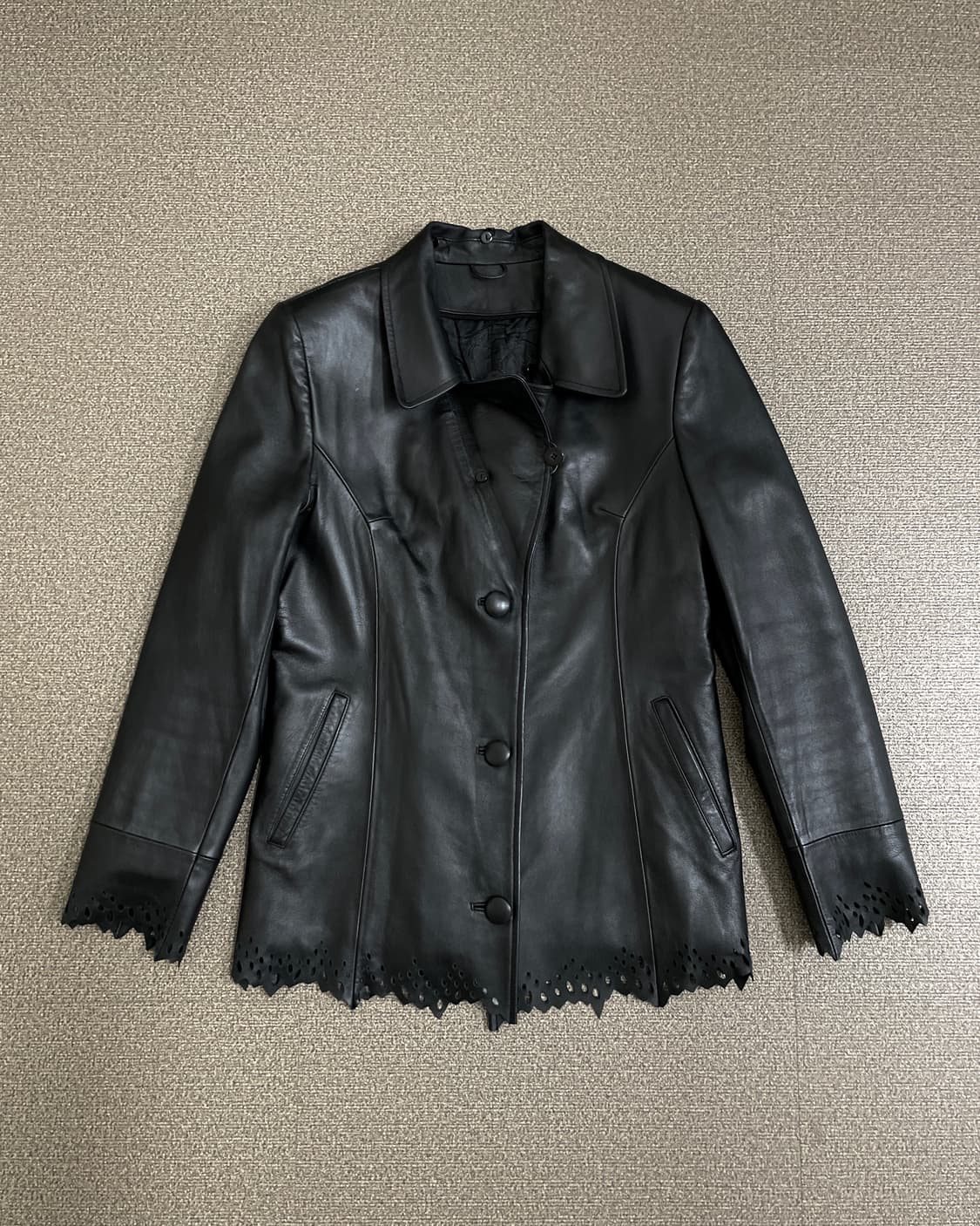 펀칭 디테일 빈티지 가죽 자켓 상품이미지1