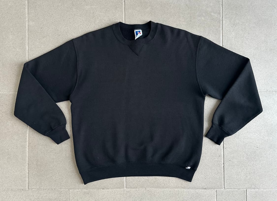 90s 빈티지 러셀 스웻셔츠 블랙 L USA 상품이미지1