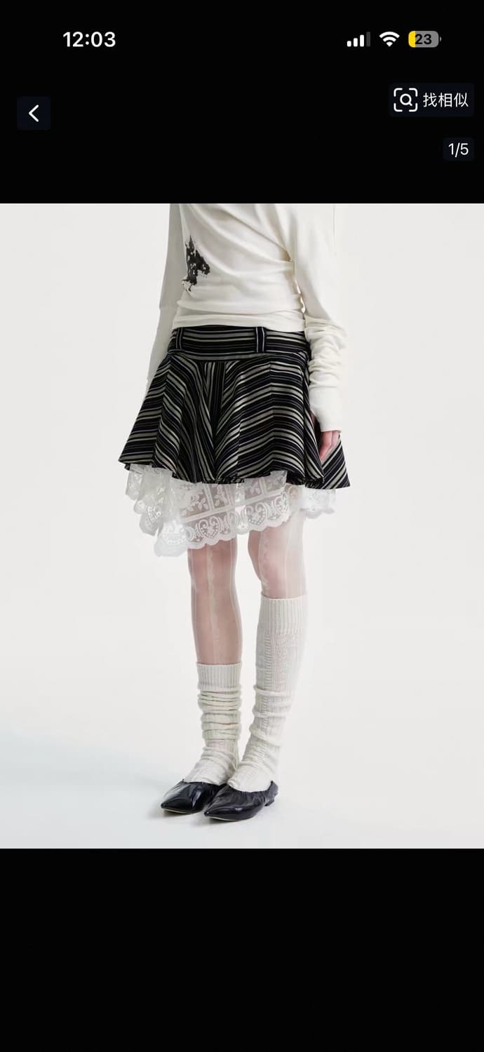 레이스 레이어드 미디 스커트 상품이미지2