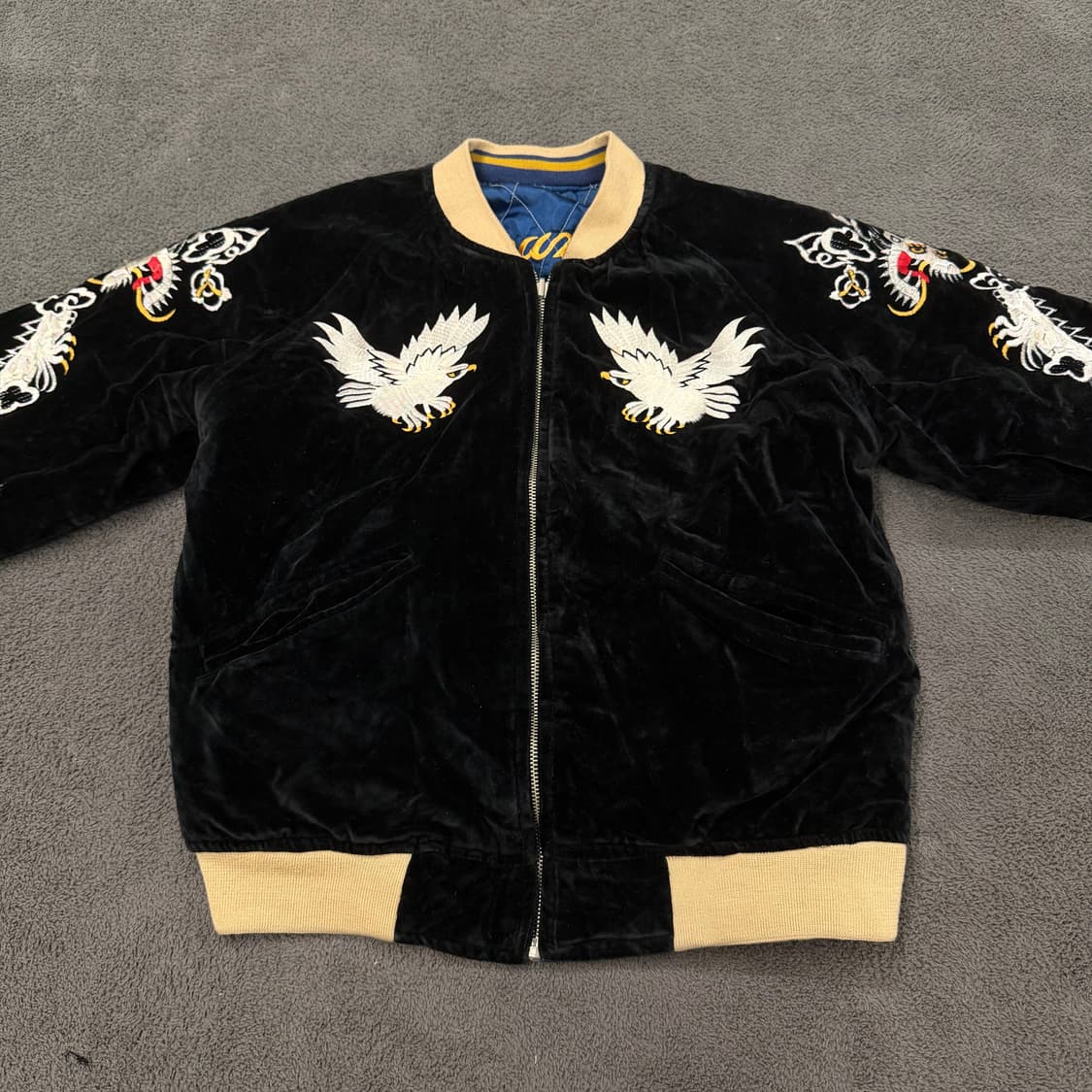 Jpn 일본 빈티지 리버시블 벨벳 자수 스카잔 자켓 상품이미지2