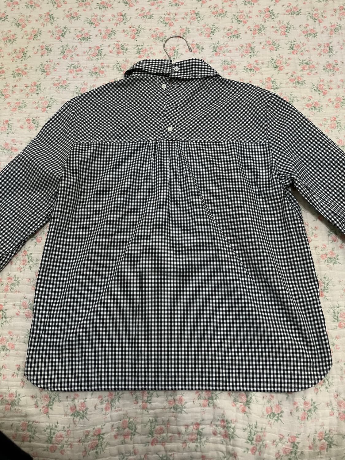 빈티지 모리 체크 둥근 넥 블라우스 1071 모리걸 y2k 스트릿 갸루  상품이미지2