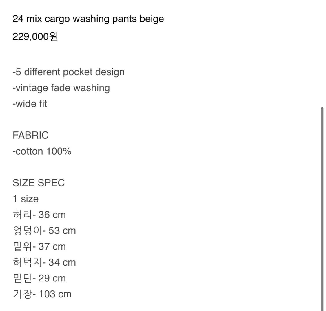 로레일즈 카고 워싱 팬츠 베이지 상품이미지3