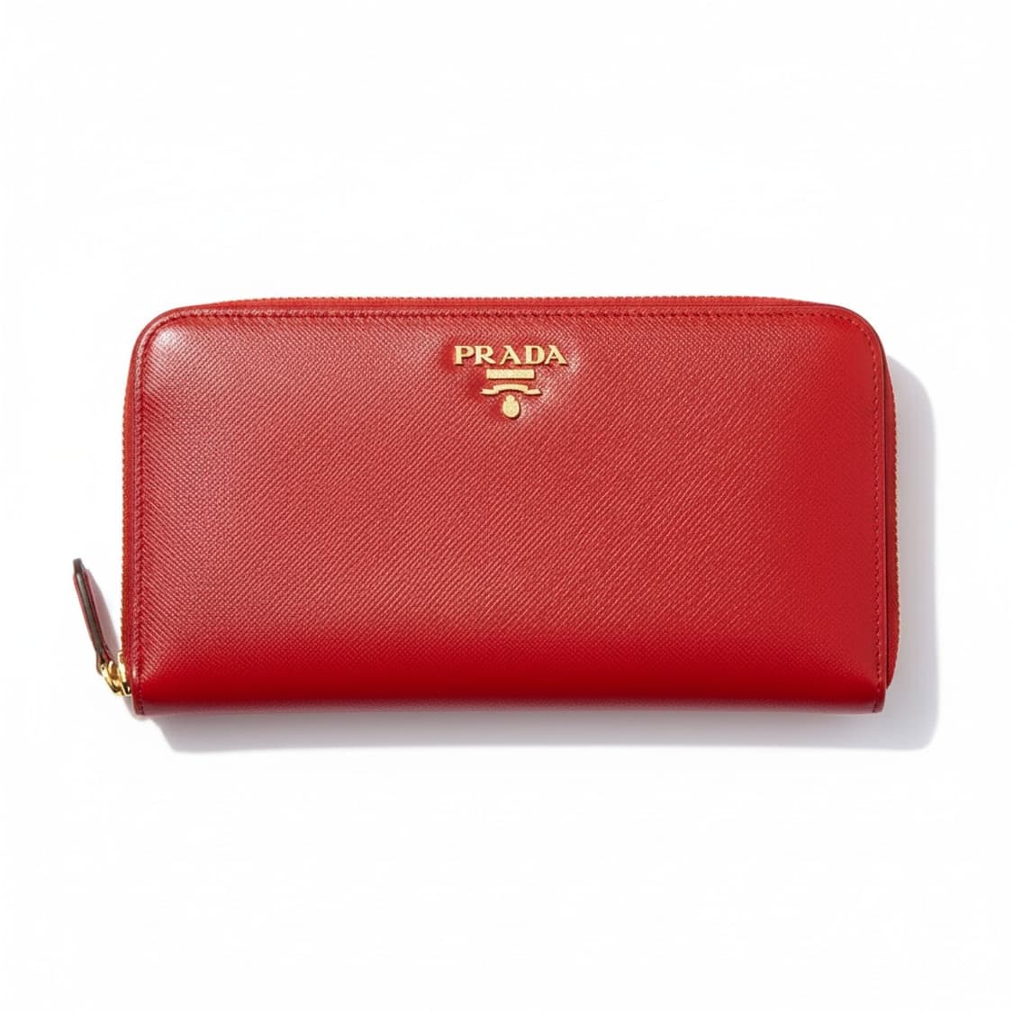 [정품] 프라다 집어라운드 금장 버건디 장지갑 상품이미지1