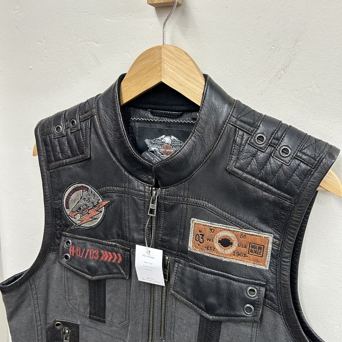 15993 - 할리데이비슨 레더 패치 바이크 조끼 상품이미지3