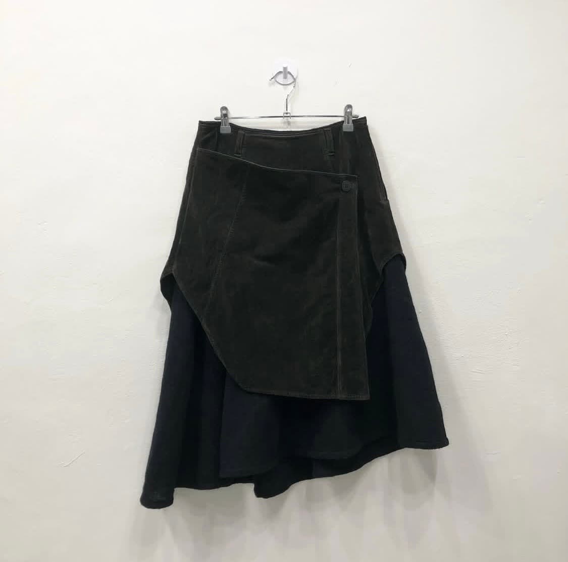 Comme io 빈티지 울 랩 스웨이드 스커트 상품이미지1