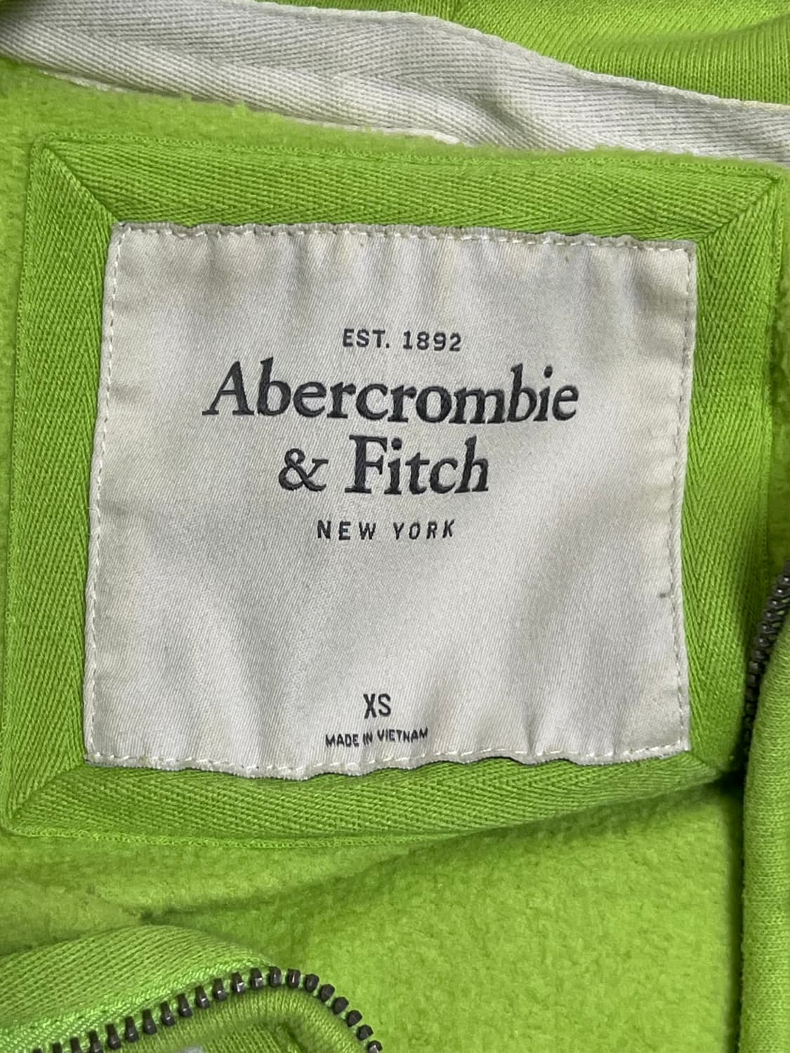 아베크롬비 후드집업 XS 라임색 상품이미지3