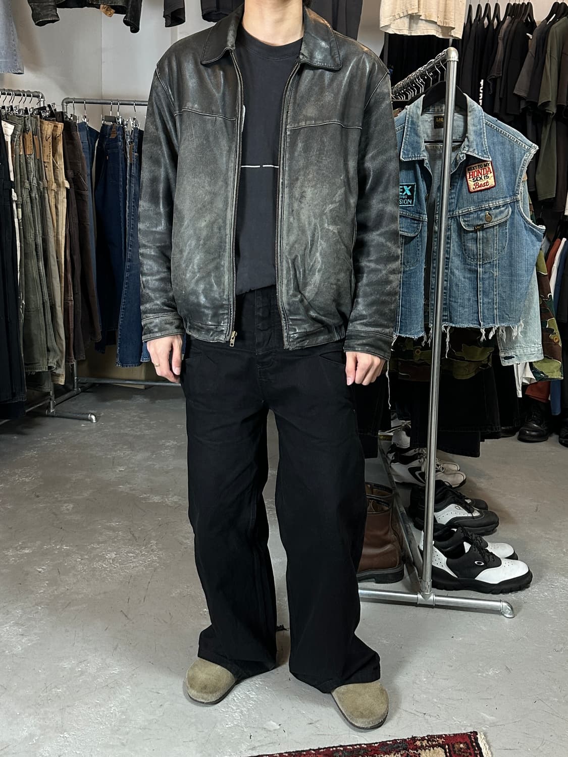 90's 빈티지 레더 봄버 자켓 빈티지 레더 자켓 상품이미지2