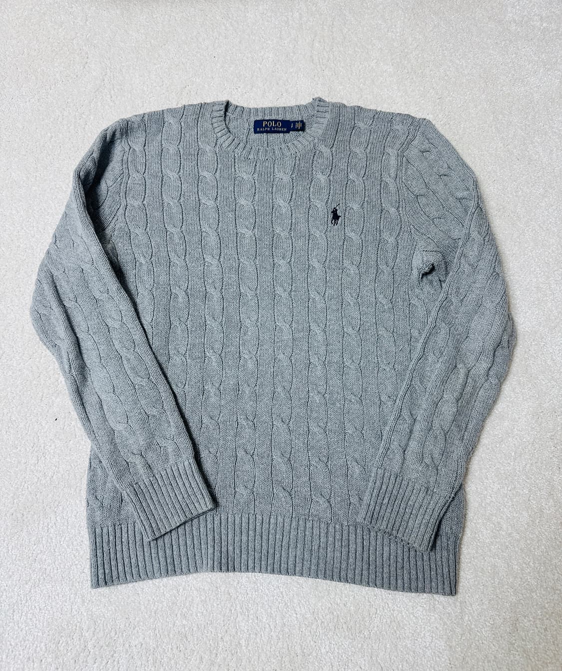 폴로 랄프로렌 회색 케이블 (꽈배기) 니트 스웨터 상품이미지3