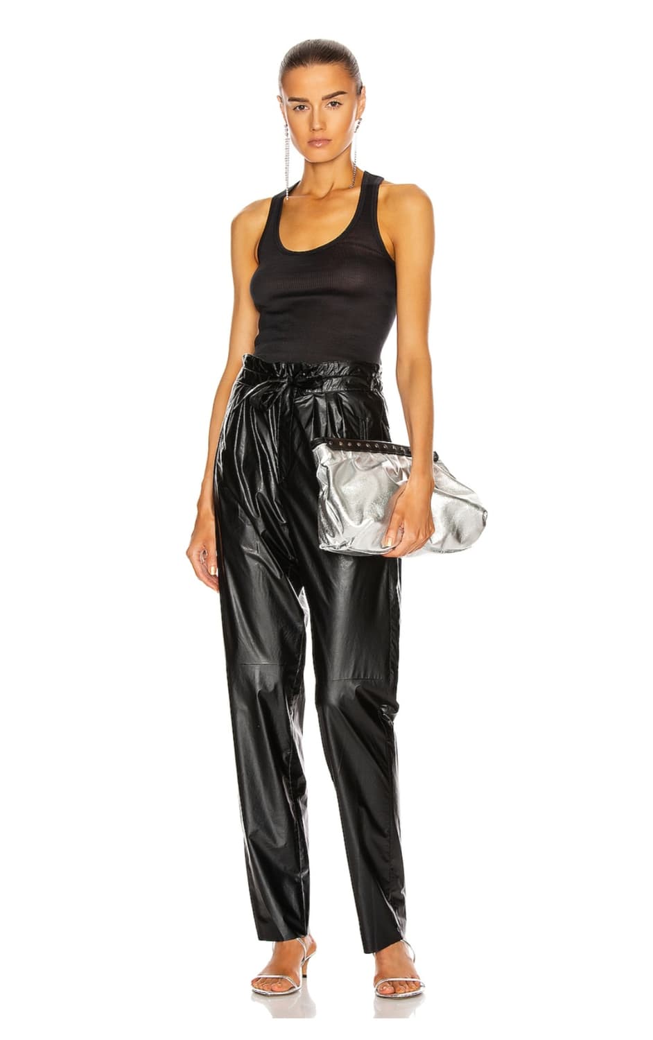 듀어드 플리츠 인조 가죽 팬츠/ 블랙/ 36사이즈 상품이미지1