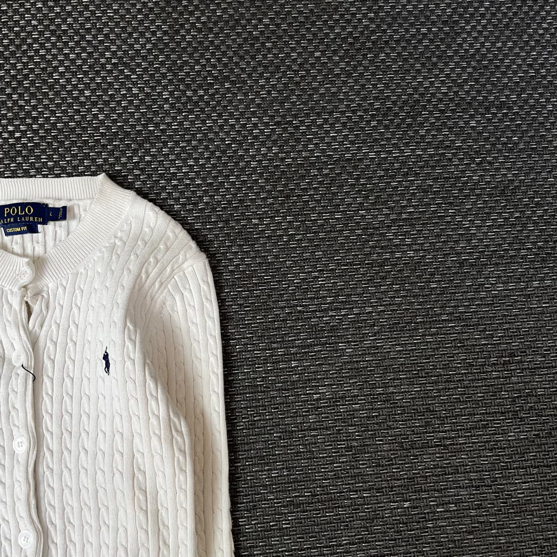 폴로랄프로렌 블루포니 화이트 케이블 긴팔 니트 가디건 커스텀핏 L 상품이미지3