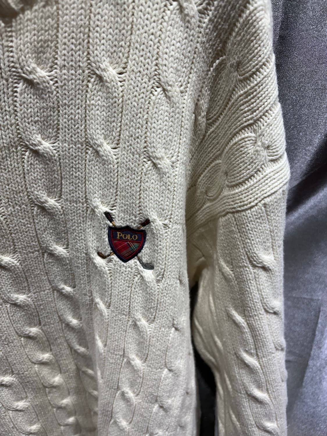 L 폴로랄프로렌 POLO 골프 크림화이트 케이블 니트 상품이미지4